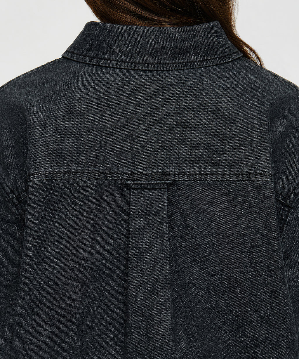 Marithe & Francois Girbaud - Micro Classic Logo Oversized Denim Shirt (Black) product image 4 | TRAB K-Fashion Australia
