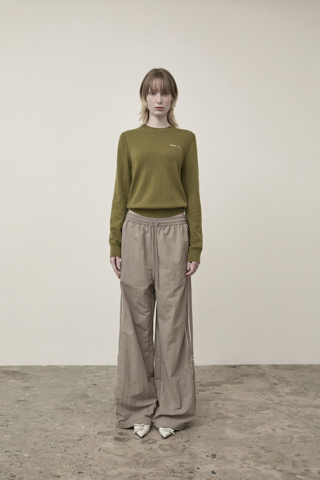 Matin Kim - Cashmere Blended Round Knit Pullover (Olive) product image 6 | TRAB K-Fashion Australia