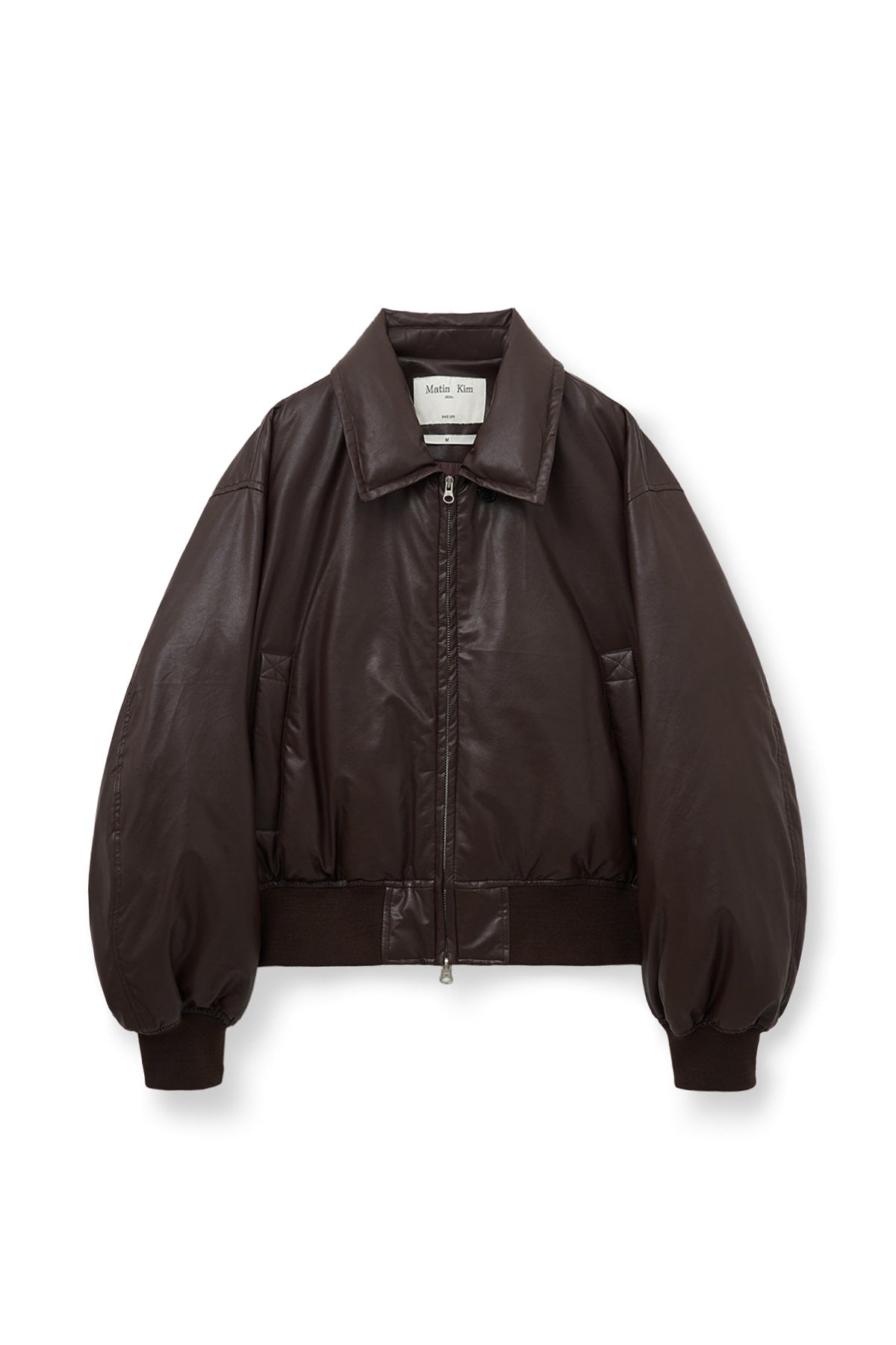 Matin Kim - Faux Leather Down Jumper (Brown) product image 2 | TRAB K-Fashion Australia