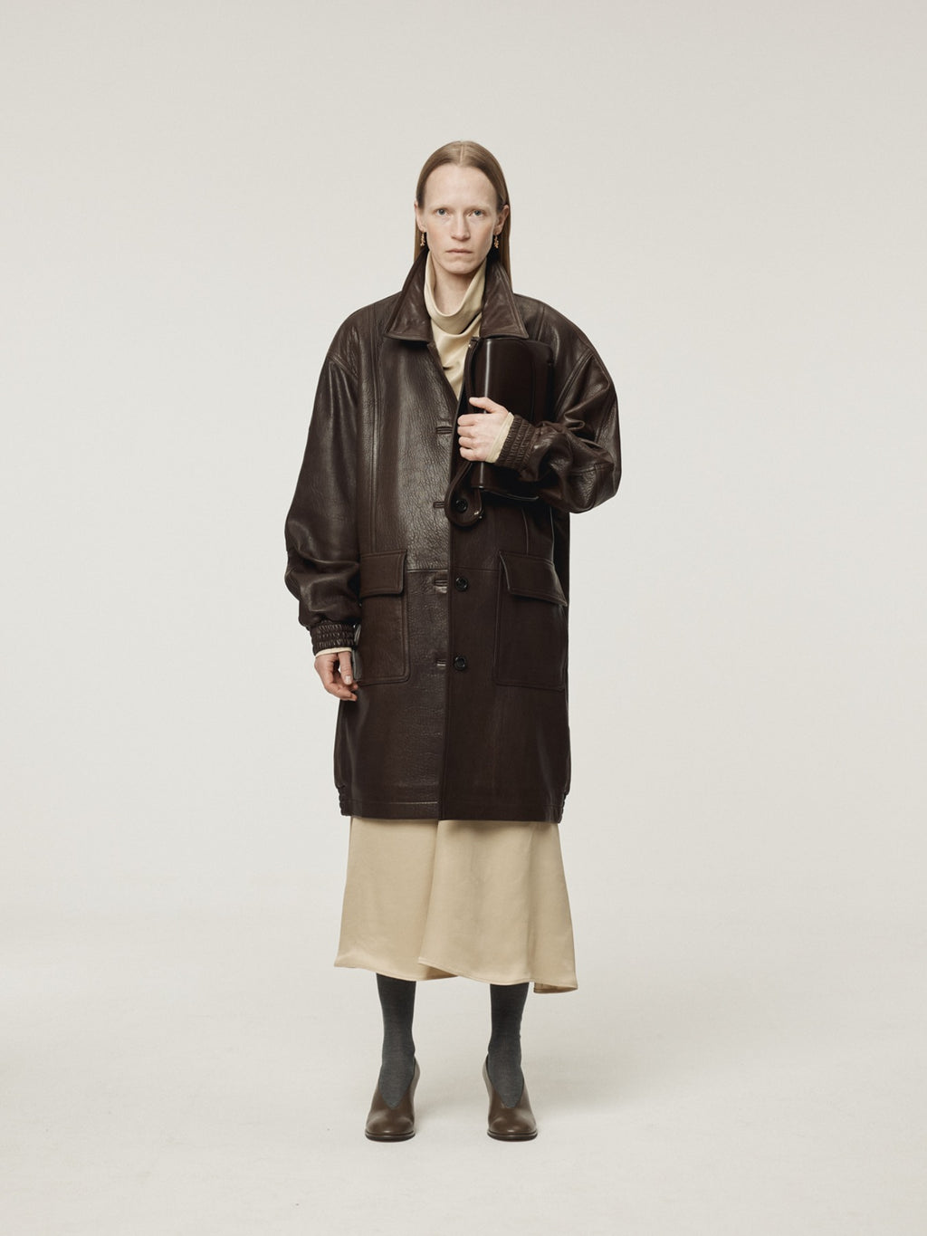 Recto - Oversized Leather Coat (Dark Brown) product image 2 | TRAB K-Fashion Australia