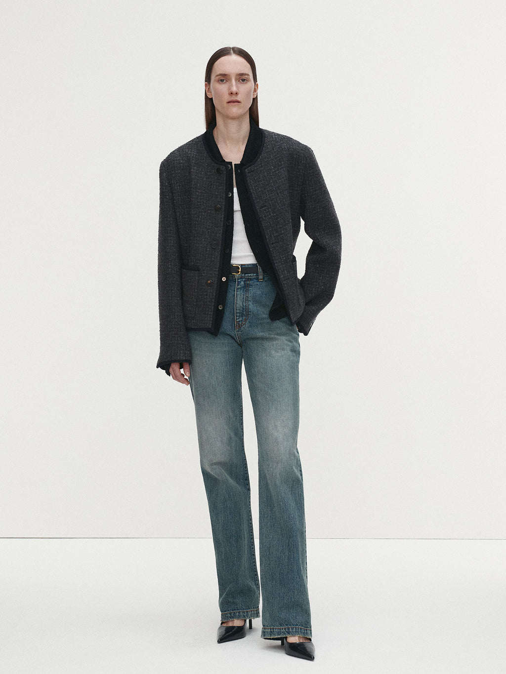 Tonywack - Wool Tweed Blouson Jacket (Dark Grey) product image 2 | TRAB K-Fashion Australia