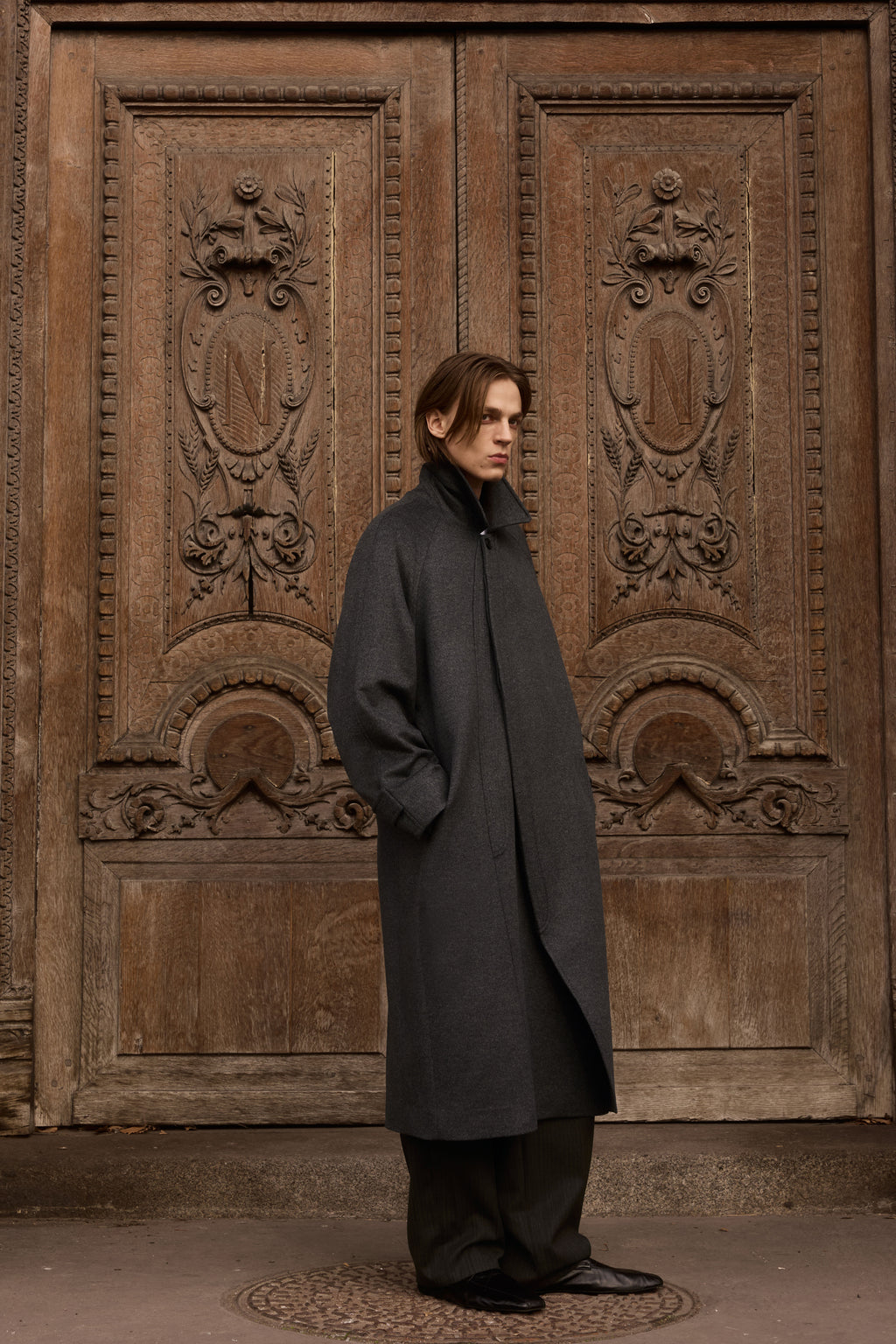STU - Curved Double Line Mac Coat In Cashmere (Charcoal) product image 2 | TRAB K-Fashion Australia