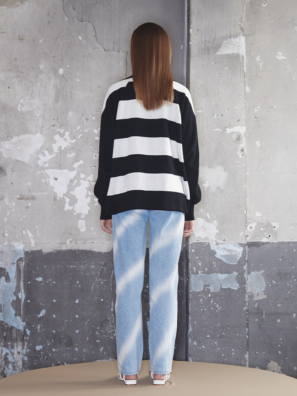 Kijun - Striped Knit Rugby Top (Black Cream) product image 6 | TRAB K-Fashion Australia