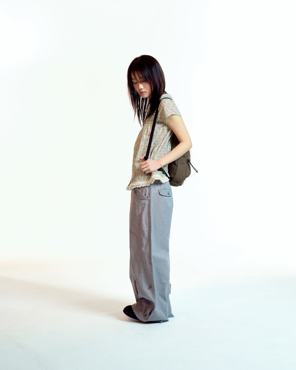 Coyseio - Washed Button Tab Pants (Grey) product image 3 | TRAB K-Fashion Australia