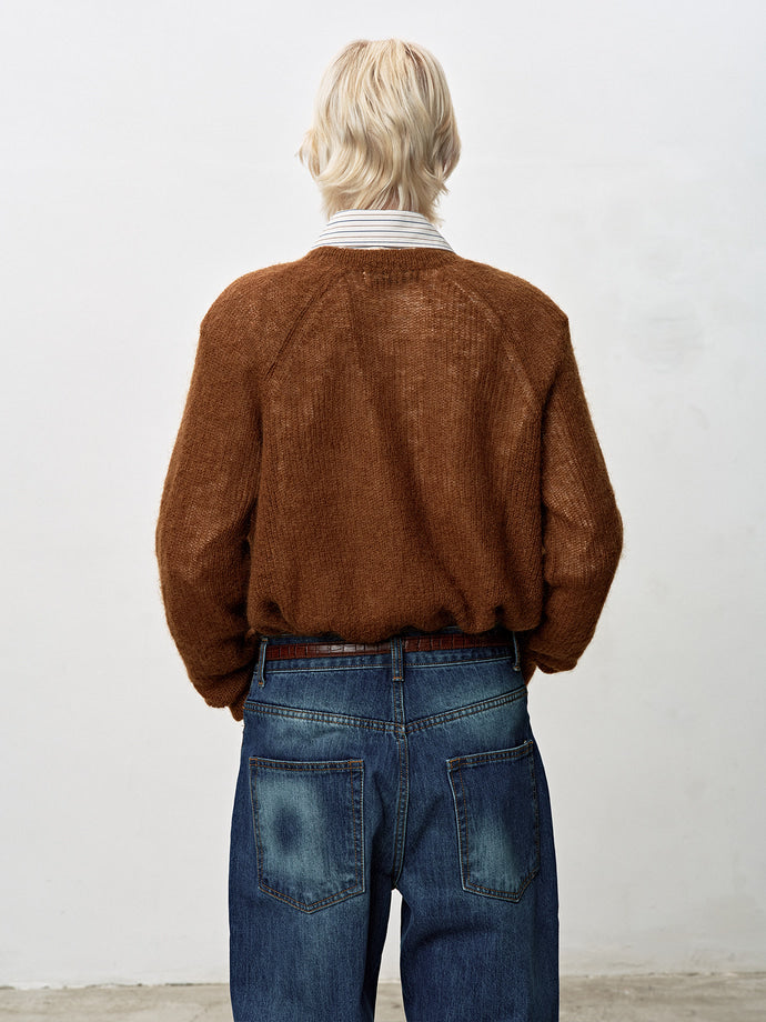 Tonywack - Wool And Mohair Ribbed Mesh Cardigan (Camel) product image 7 | TRAB K-Fashion Australia