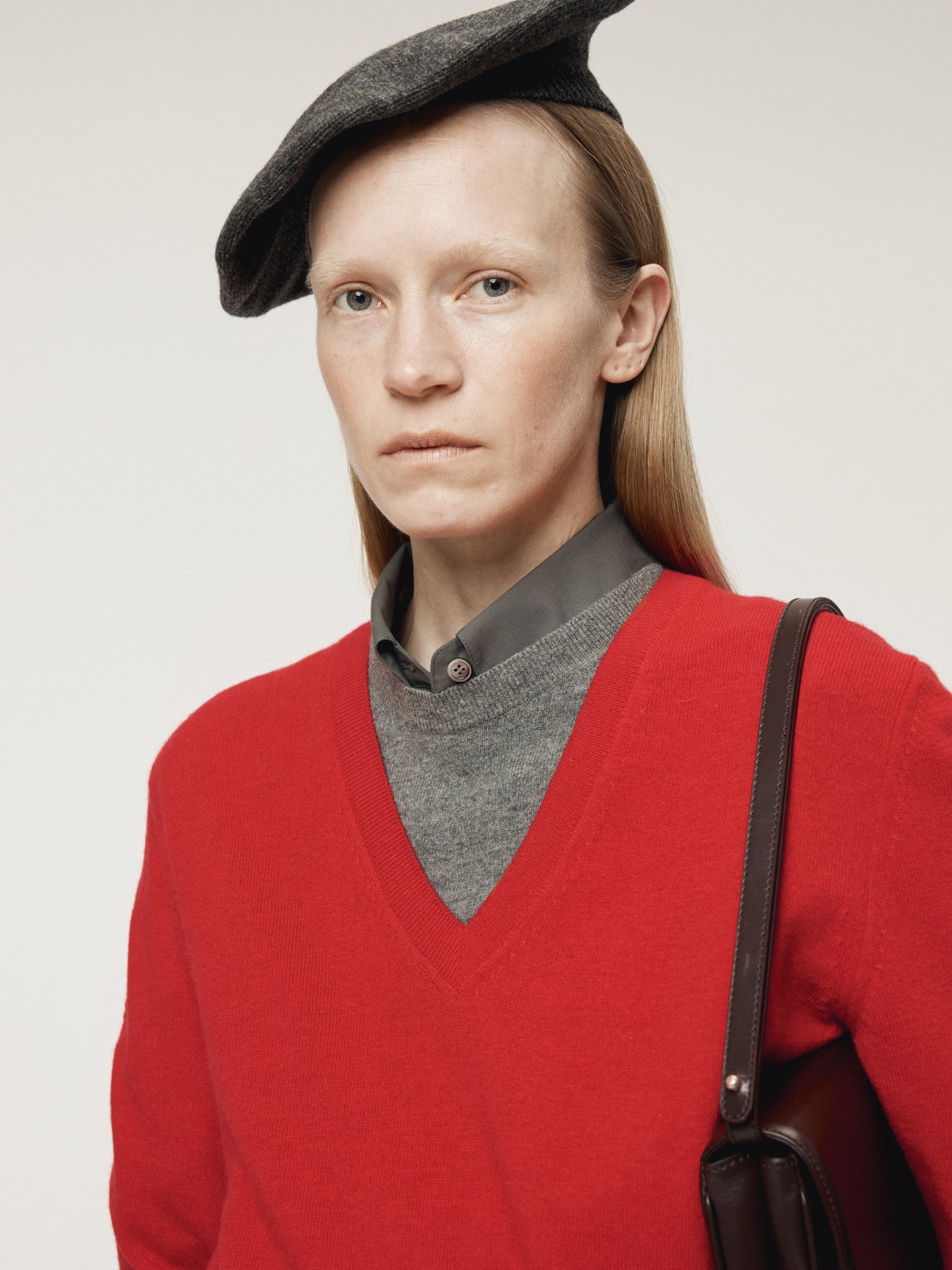 Recto - Contrast Layered V-Neck Knit Top (Red) product image 7 | TRAB K-Fashion Australia