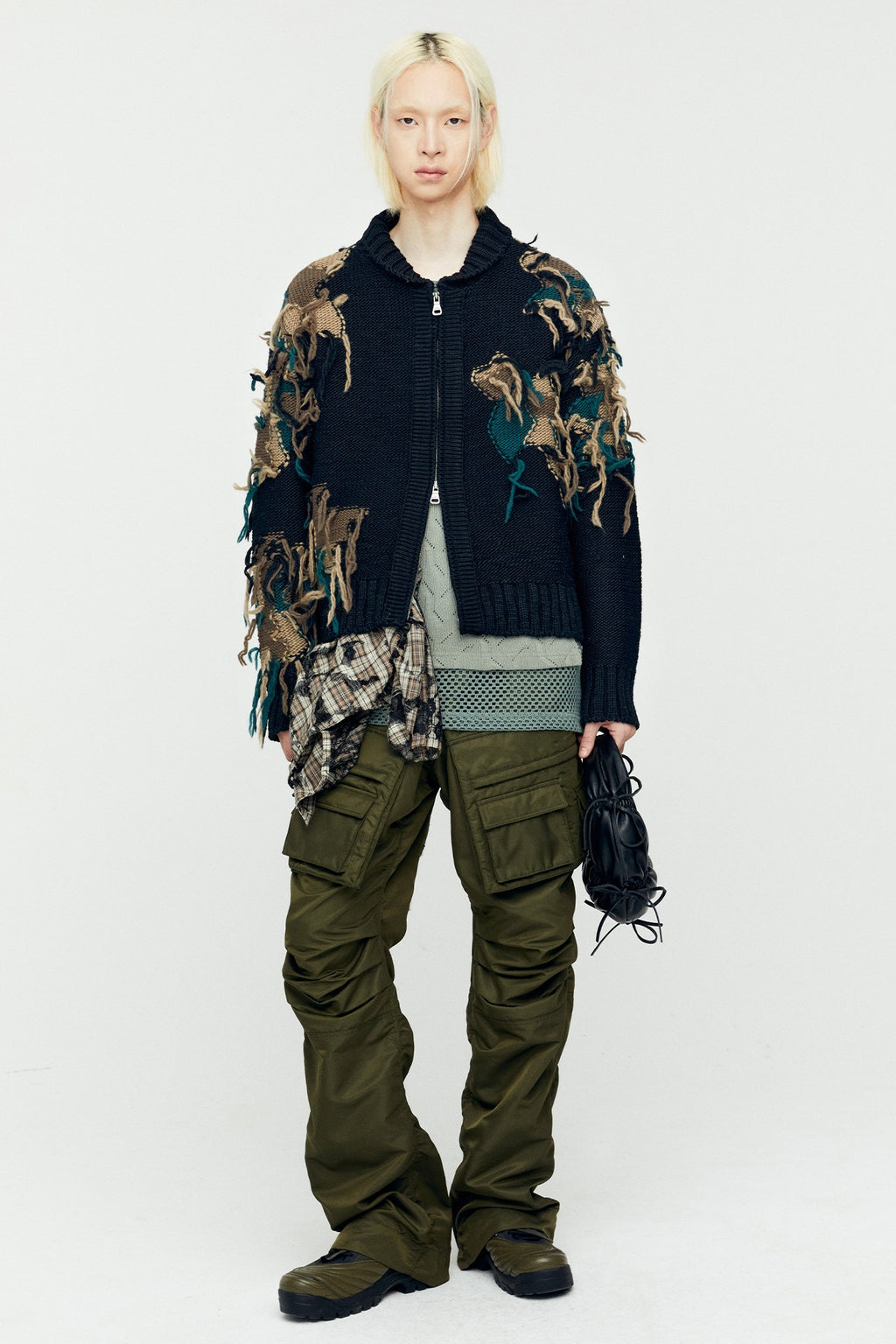 Andersson Bell - New Camouflage Zip-Up Cardigan (Black) product image 1 | TRAB K-Fashion Australia