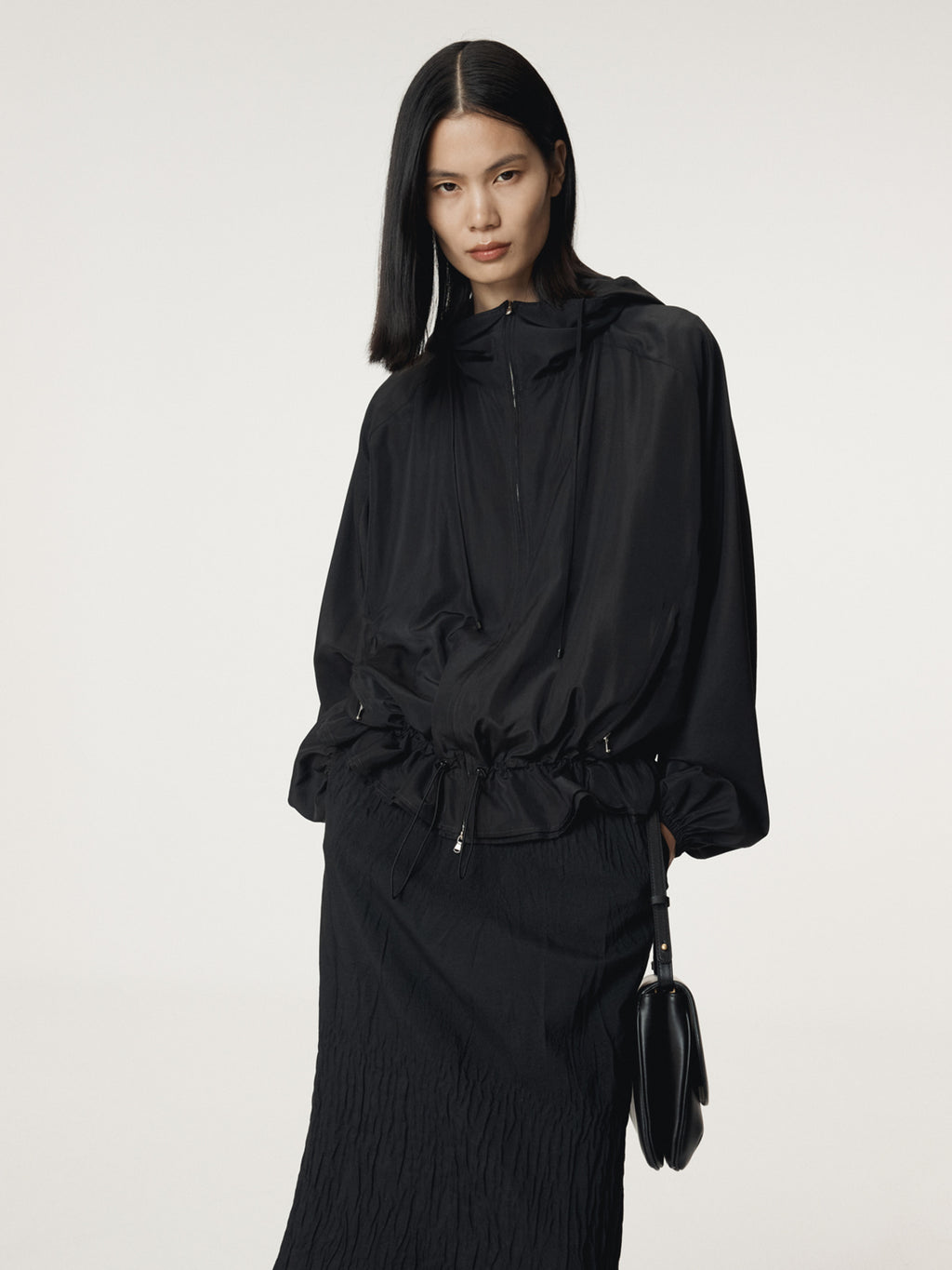 Recto - Silk Blend Technical Hoodie Jumper (Black) product image 5 | TRAB K-Fashion Australia