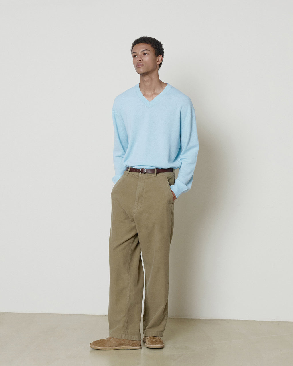 Brownyard - Extra Super Fine V Neck Knit (Light Blue) product image 1 | TRAB K-Fashion Australia