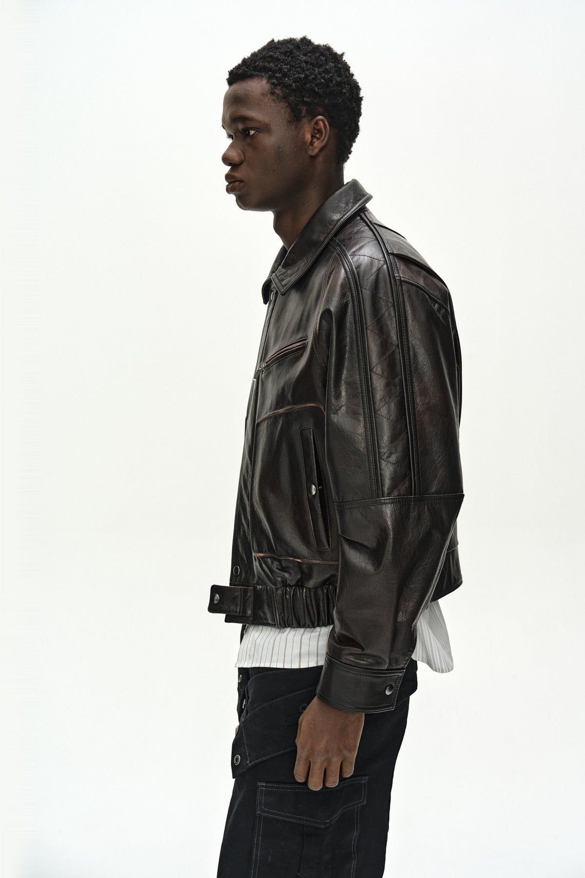 Andersson Bell - Buffalo Leather Bomber Jacket (Dark Brown) product image 11 | TRAB K-Fashion Australia