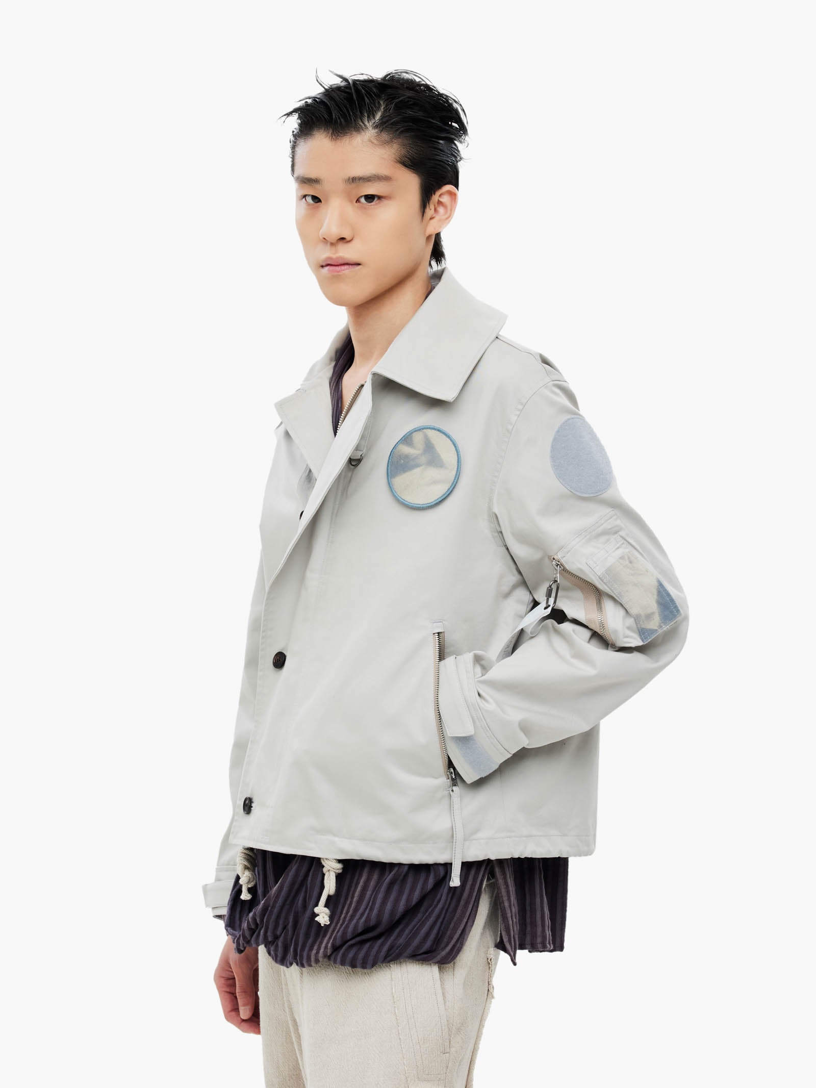 Jiyong Kim - Sun-Bleached Wide Collar Jacket (Light Grey) product image 2 | TRAB K-Fashion Australia