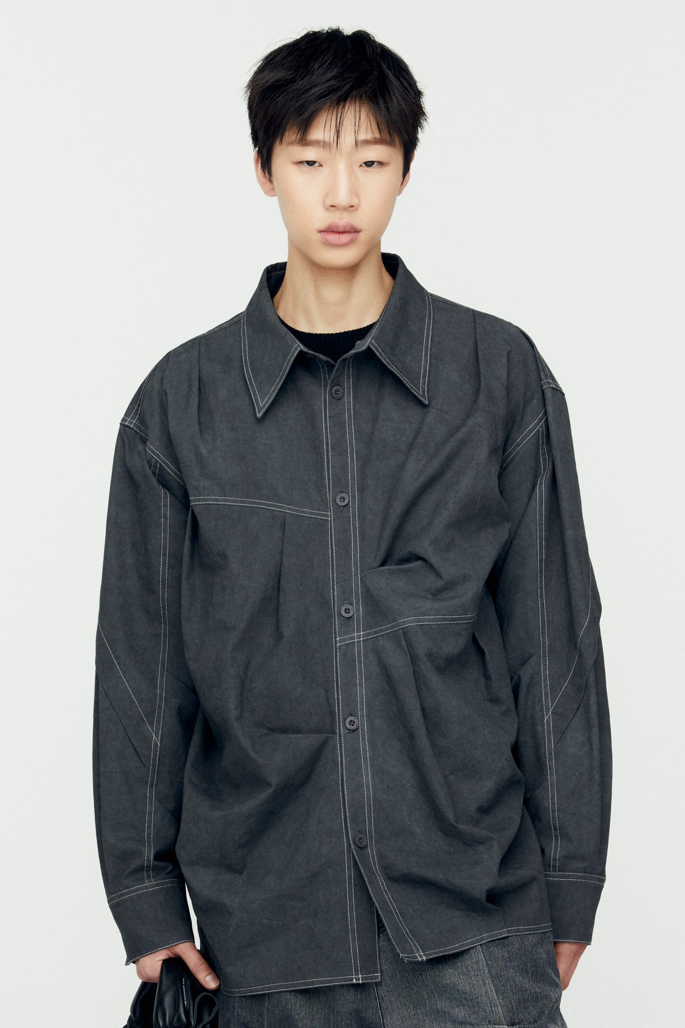 Andersson Bell - Alice Dyed Cotton Shirts (Charcoal) product image 1 | TRAB K-Fashion Australia