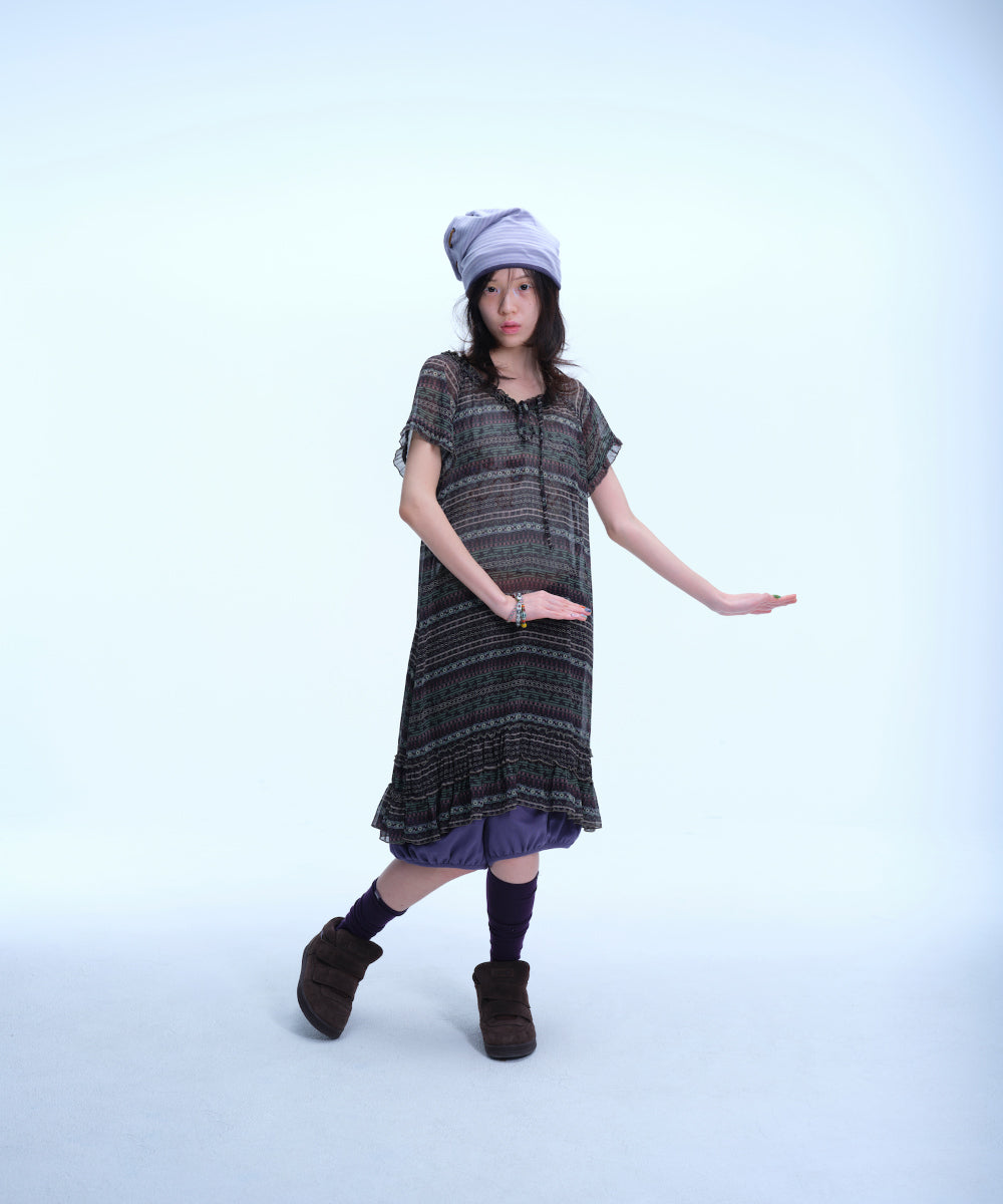 Coyseio - Chiffon Shirring One Piece (Dark Green) product image 2 | TRAB K-Fashion Australia