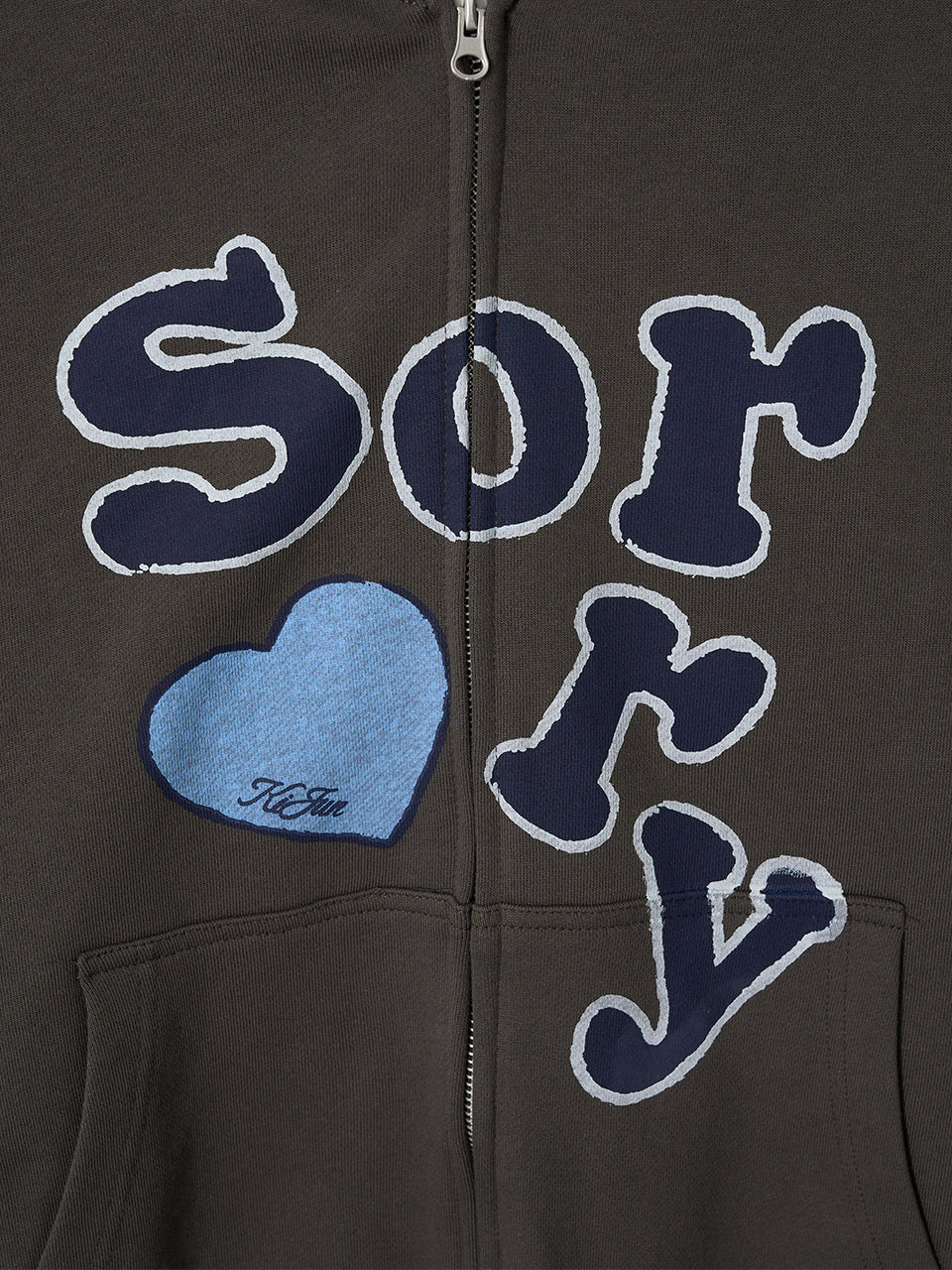 Kijun - SORRY Zip-Up Hoodie (Charcoal) product image 11 | TRAB K-Fashion Australia