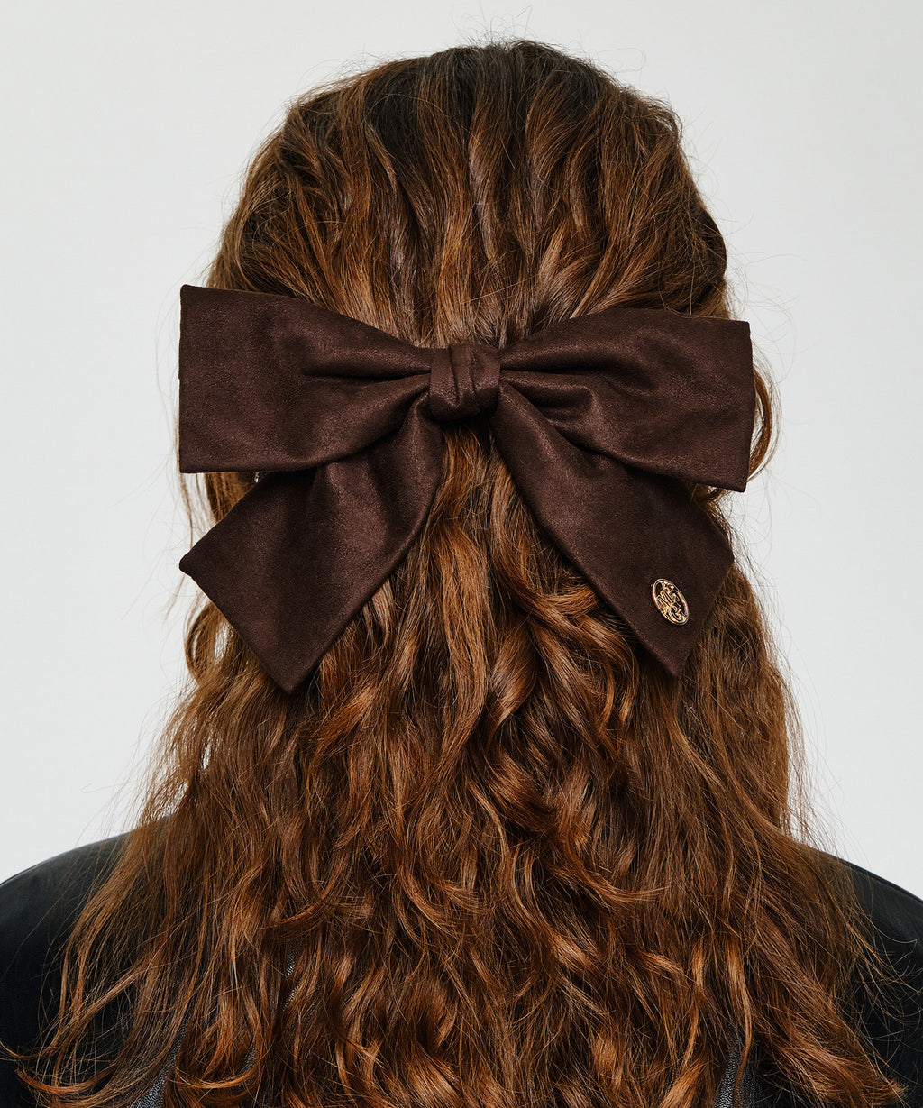 Marithe & Francois Girbaud - Big Ribbon Suede Hair Pin (Brown) product image 4 | TRAB K-Fashion Australia