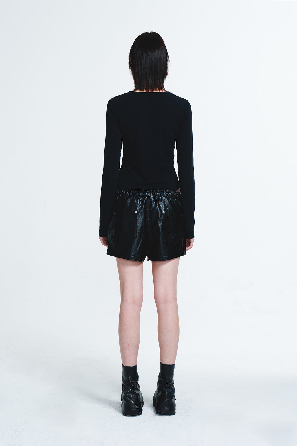 Deinet - Stud Point Faux Leather Shorts (Black) product image 3 | TRAB K-Fashion Australia