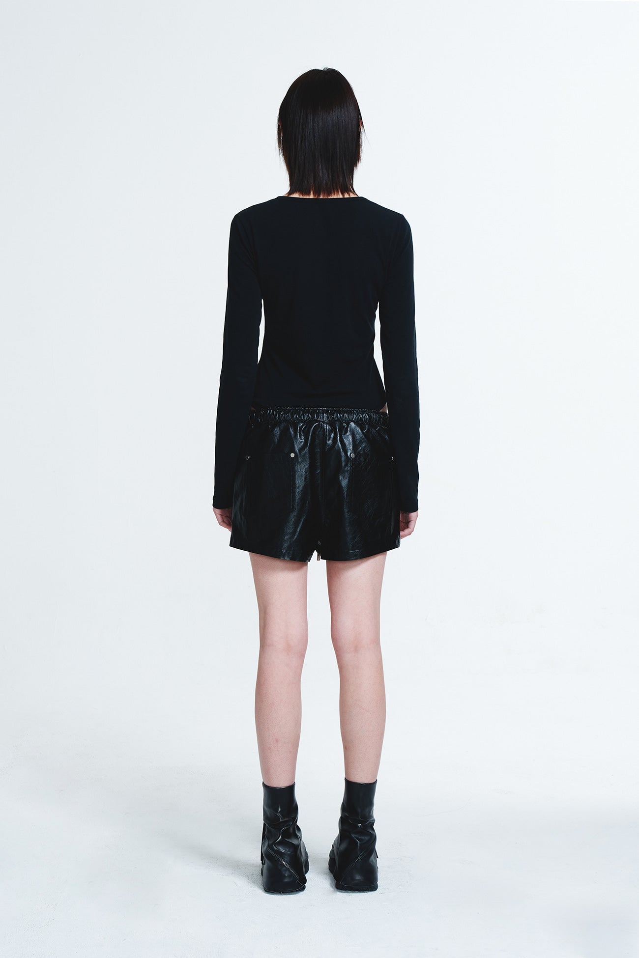 Deinet - Stud Point Faux Leather Shorts (Black) product image 3 | TRAB K-Fashion Australia