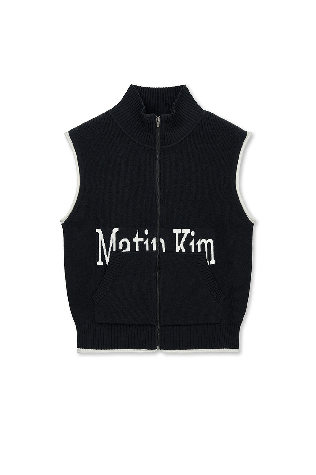 Matin Kim - Matin Spell Point Knit Zip Up Vest (Black) product image 1 | TRAB K-Fashion Australia