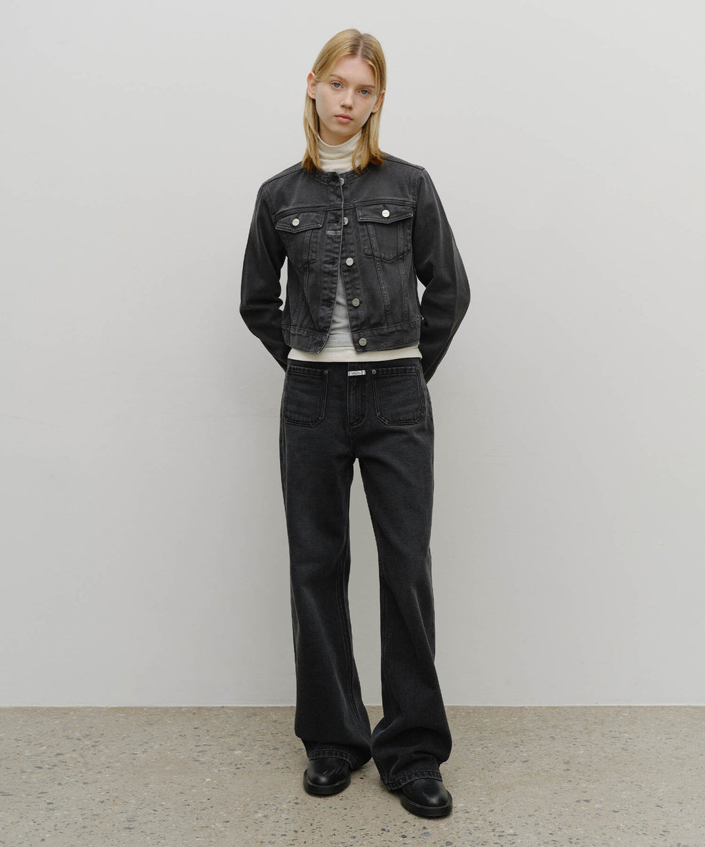 Marithe & Francois Girbaud - Collarless Denim Jacket (Dark Gray) product image 5 | TRAB K-Fashion Australia