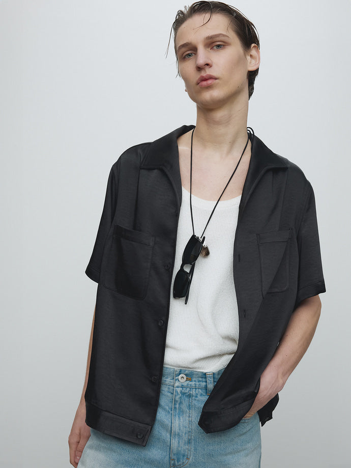Tonywack - One Piece Collar Half Sleeve Shirt (Black) product image 1 | TRAB K-Fashion Australia