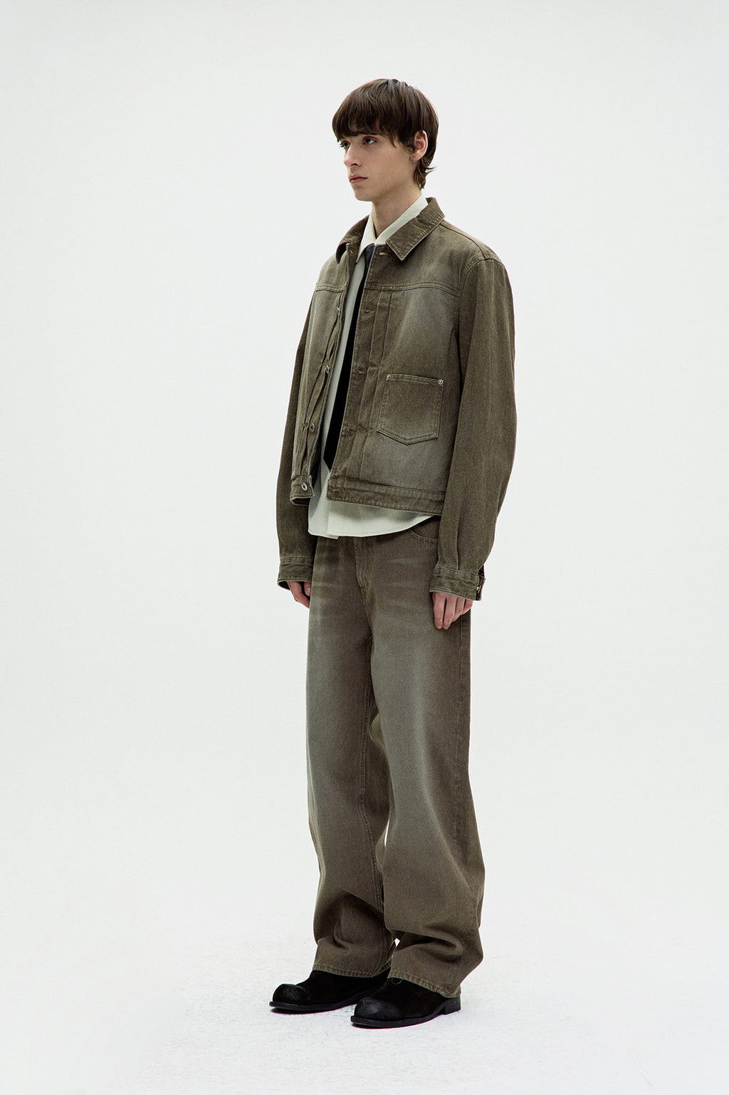 Coor - Type 1 Rib Texture Trucker Jacket (Washed Beige) product image 3 | TRAB K-Fashion Australia
