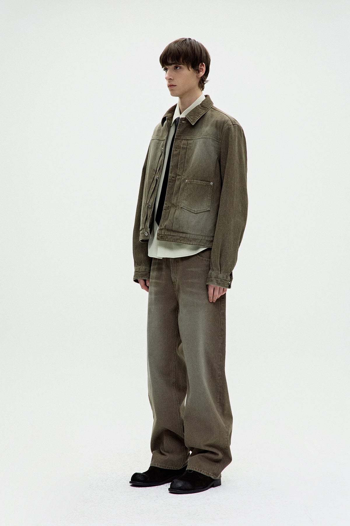Coor - Type 1 Rib Texture Trucker Jacket (Washed Beige) product image 3 | TRAB K-Fashion Australia