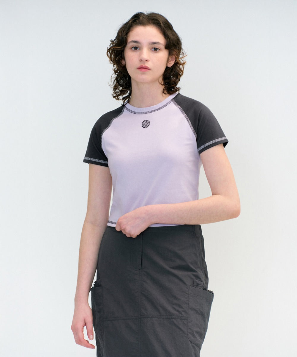Marithe & Francois Girbaud - Raglan Stitch Crop Tee (Light Purple) product image 1 | TRAB K-Fashion Australia