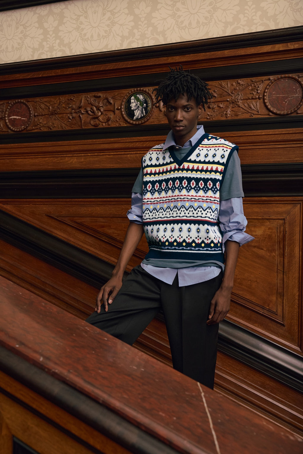 STU - Jacquard Sweater Vest (Navy) product image 14 | TRAB K-Fashion Australia