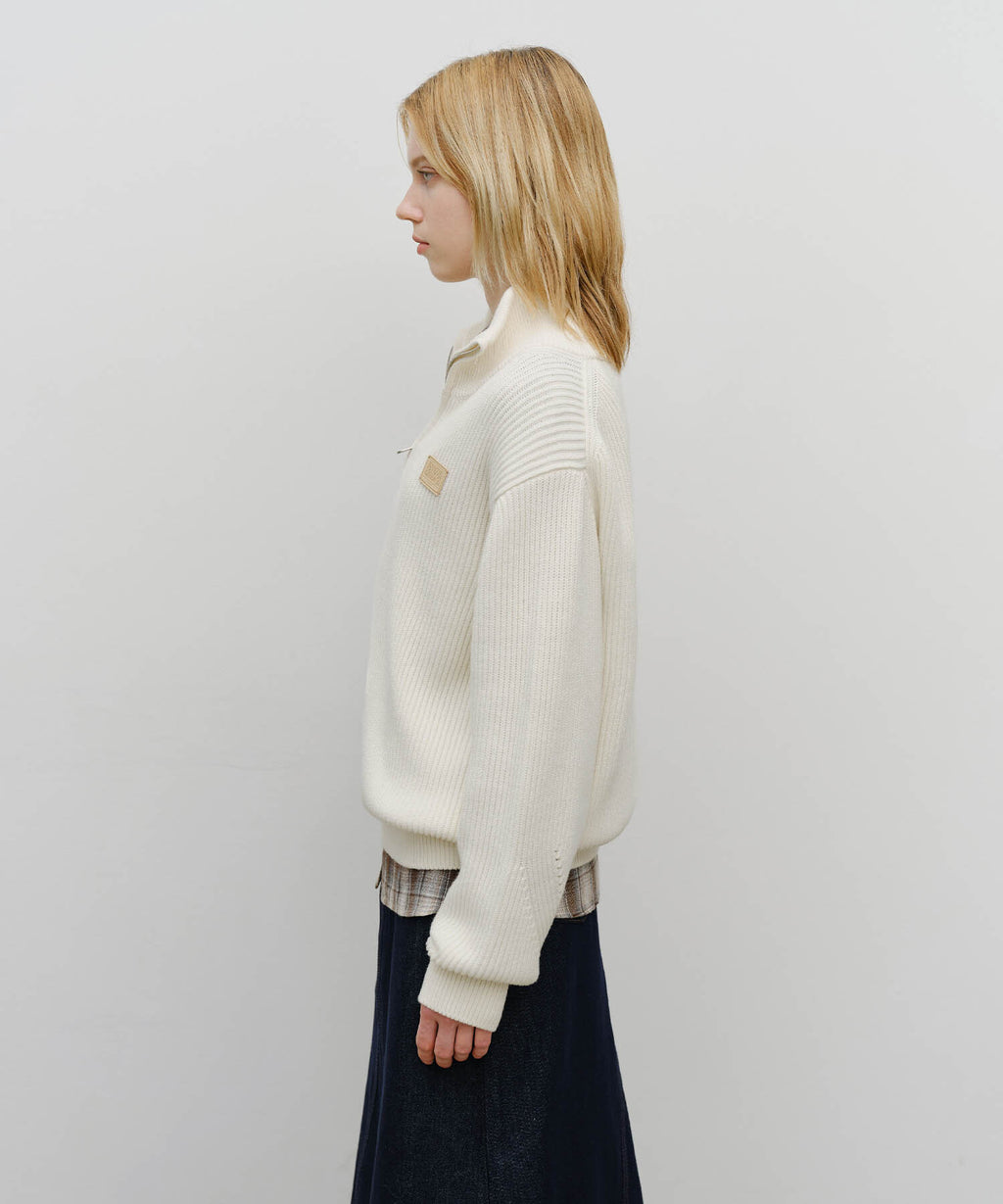 Marithe & Francois Girbaud - Half Neck Zipup Knit (Cream) product image 3 | TRAB K-Fashion Australia