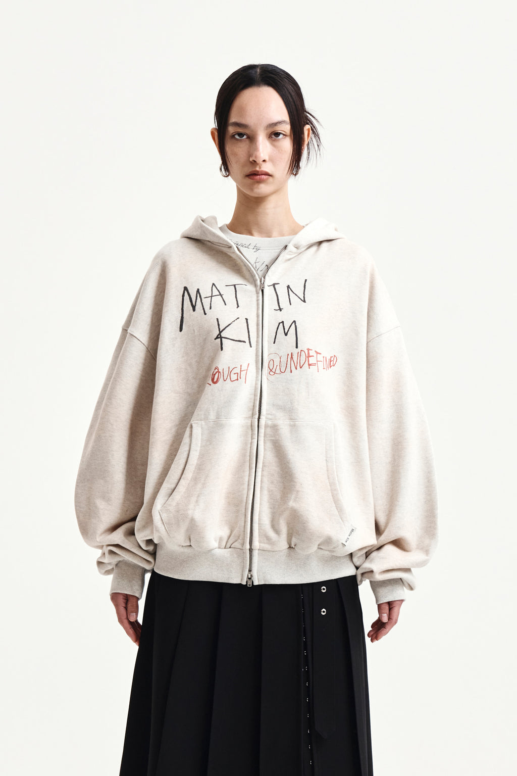 Matin Kim - Vintage Washed Graffiti Hoody Zip Up (Beige) product image 15 | TRAB K-Fashion Australia