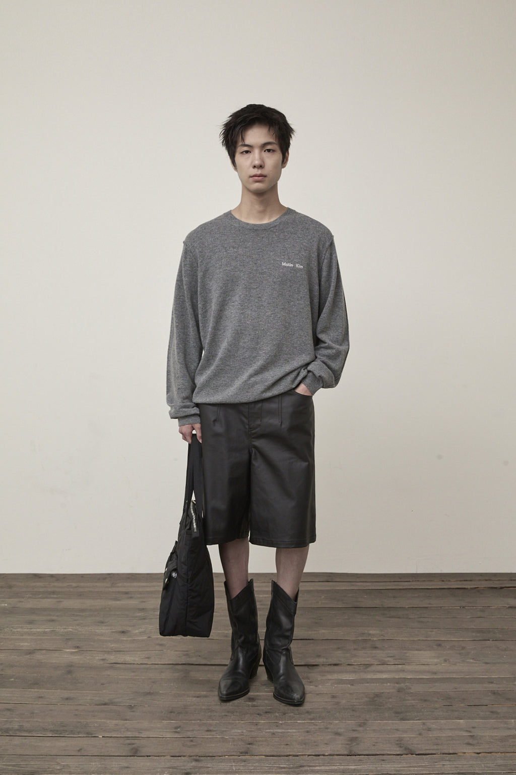 Matin Kim - Cashmere Blended Round Knit Pullover (Grey) product image 11 | TRAB K-Fashion Australia