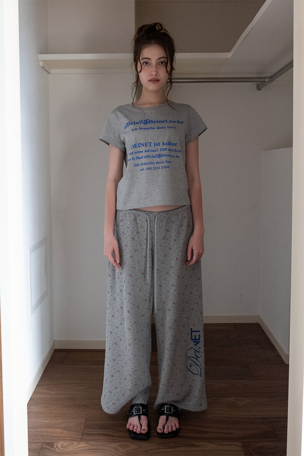Deinet - Soft Waffle Flower Jersey Pants (Melange Grey) product image 1 | TRAB K-Fashion Australia
