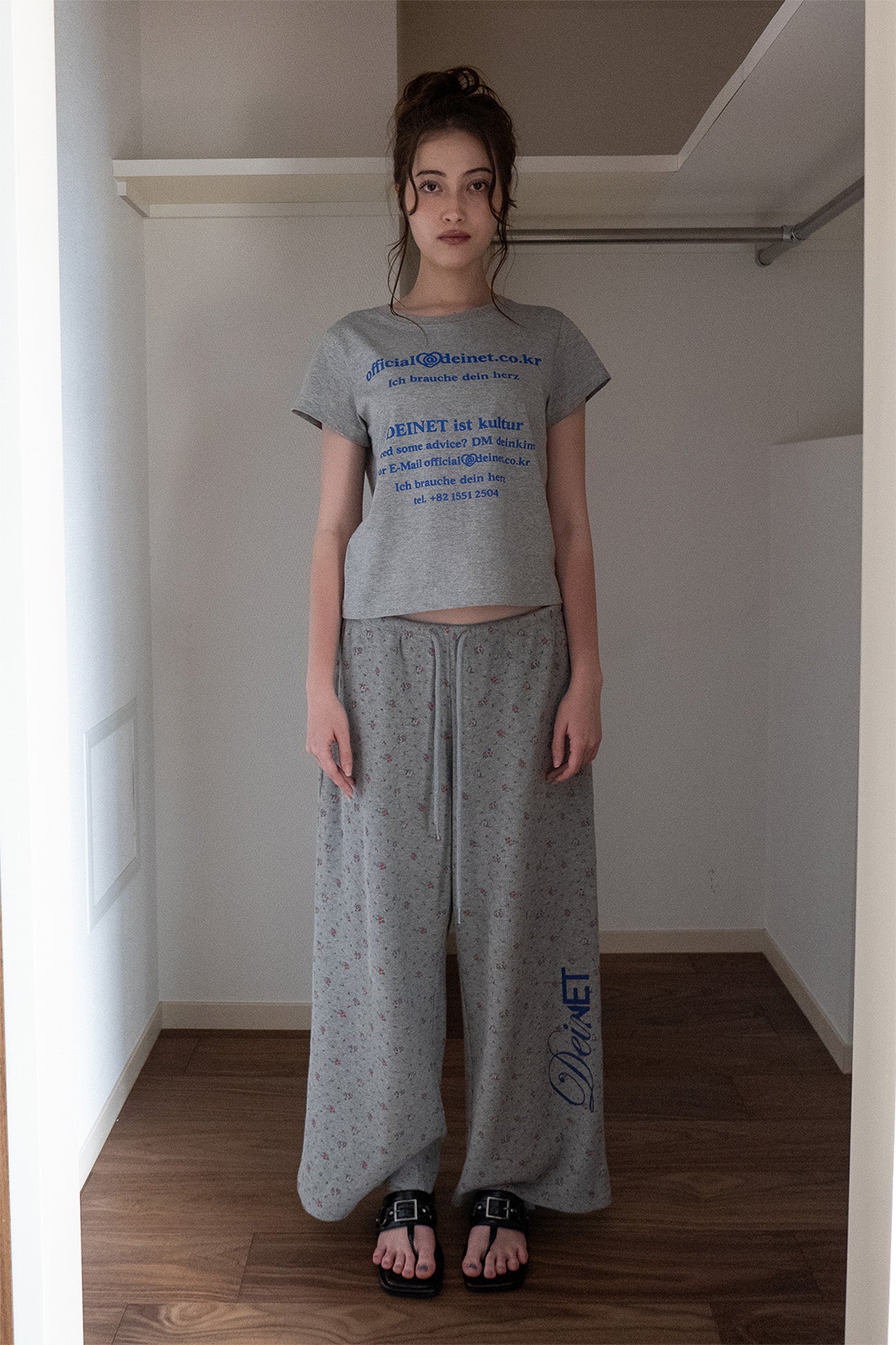 Deinet - Soft Waffle Flower Jersey Pants (Melange Grey) product image 1 | TRAB K-Fashion Australia