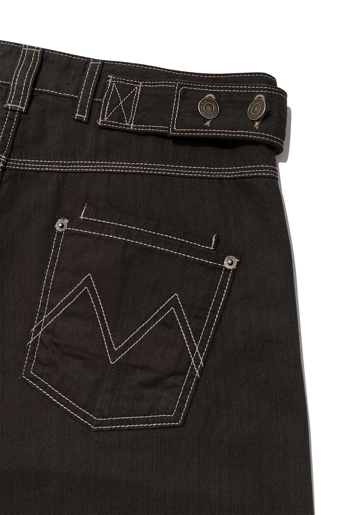 Matin Kim - Waist Buckle Curved Twill Denim Pants (Charcoal) product image 5 | TRAB K-Fashion Australia