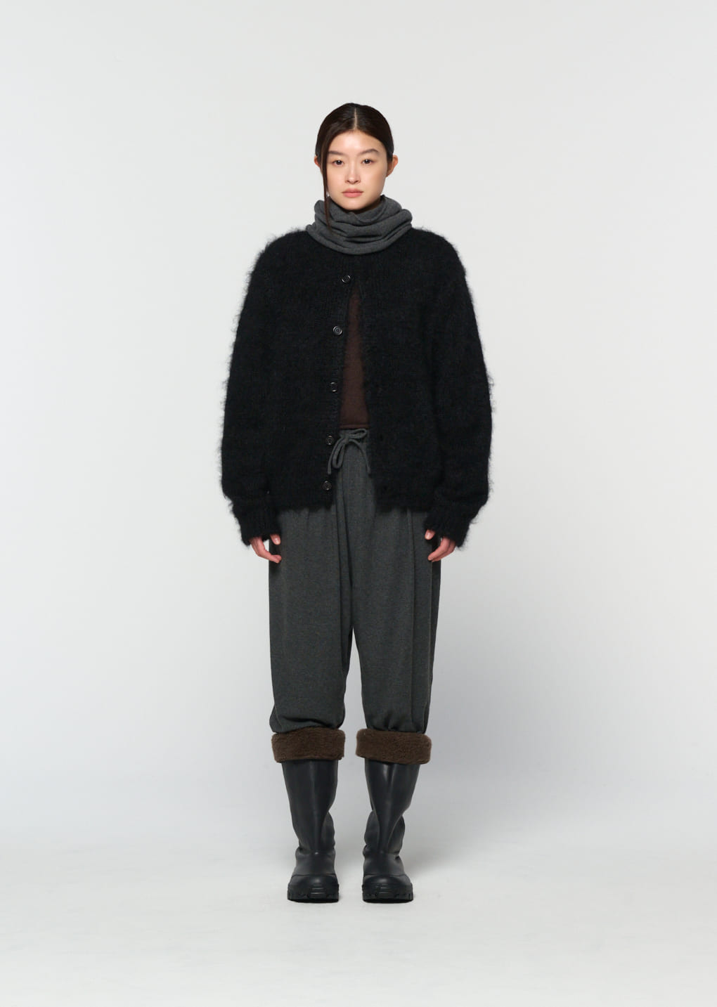 Amomento - men's mohair bulky cardigan (Black) product image 7 | TRAB K-Fashion Australia