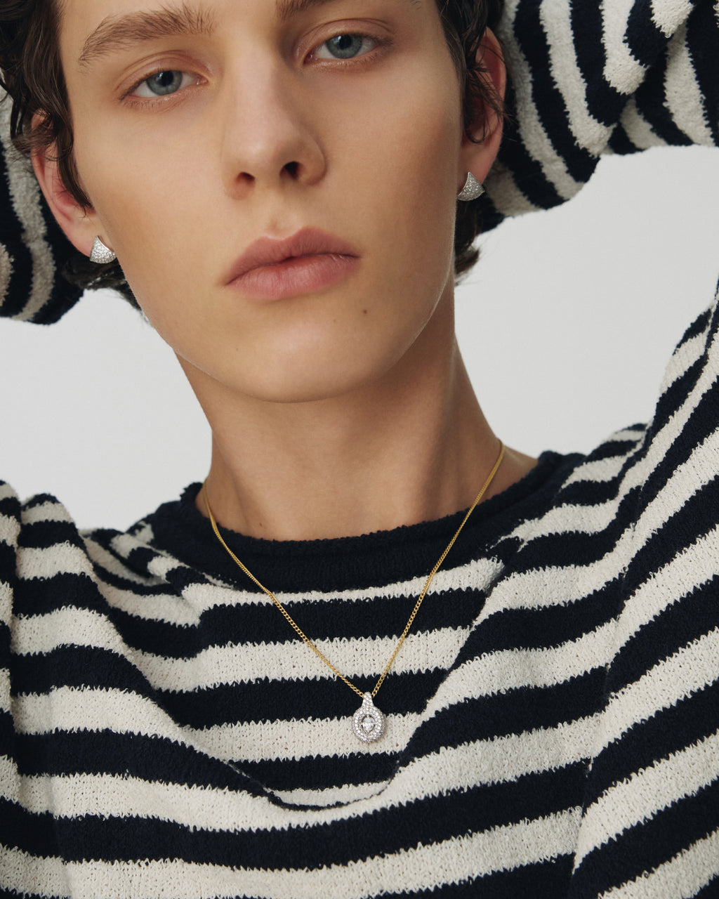 Numbering - Oval Solitaire Pendant Necklace with a  Dimensional Pave Frame #3802 product image 1 | TRAB K-Fashion Australia