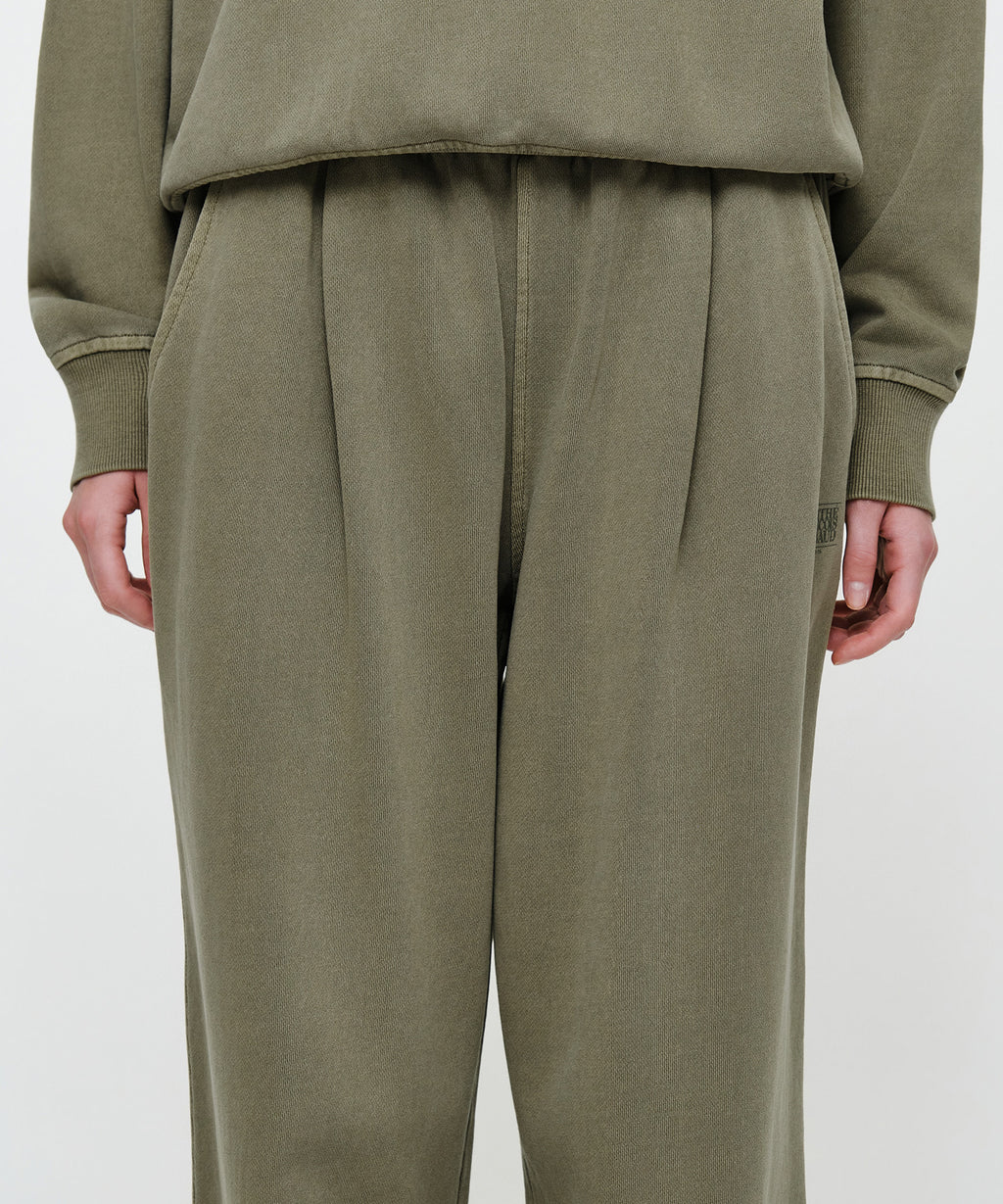 Marithe & Francois Girbaud - Crack Classic Logo Dyeing One Tuck Wide Sweat Pants (Khaki) product image 2 | TRAB K-Fashion Australia