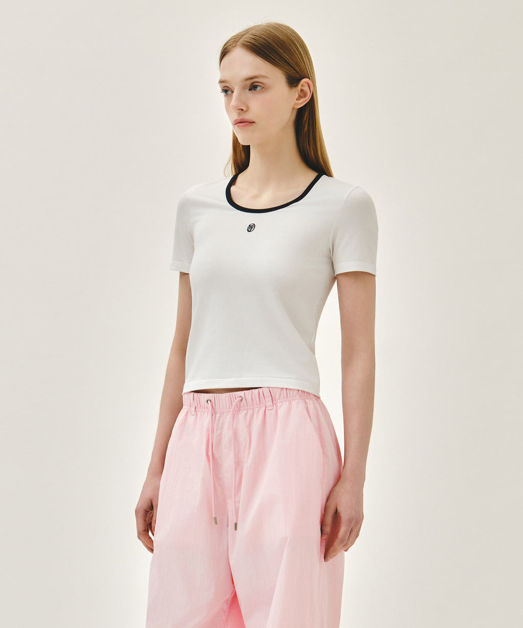 Marithe & Francois Girbaud - Deep Neck Ringer Tee (White) product image 2 | TRAB K-Fashion Australia