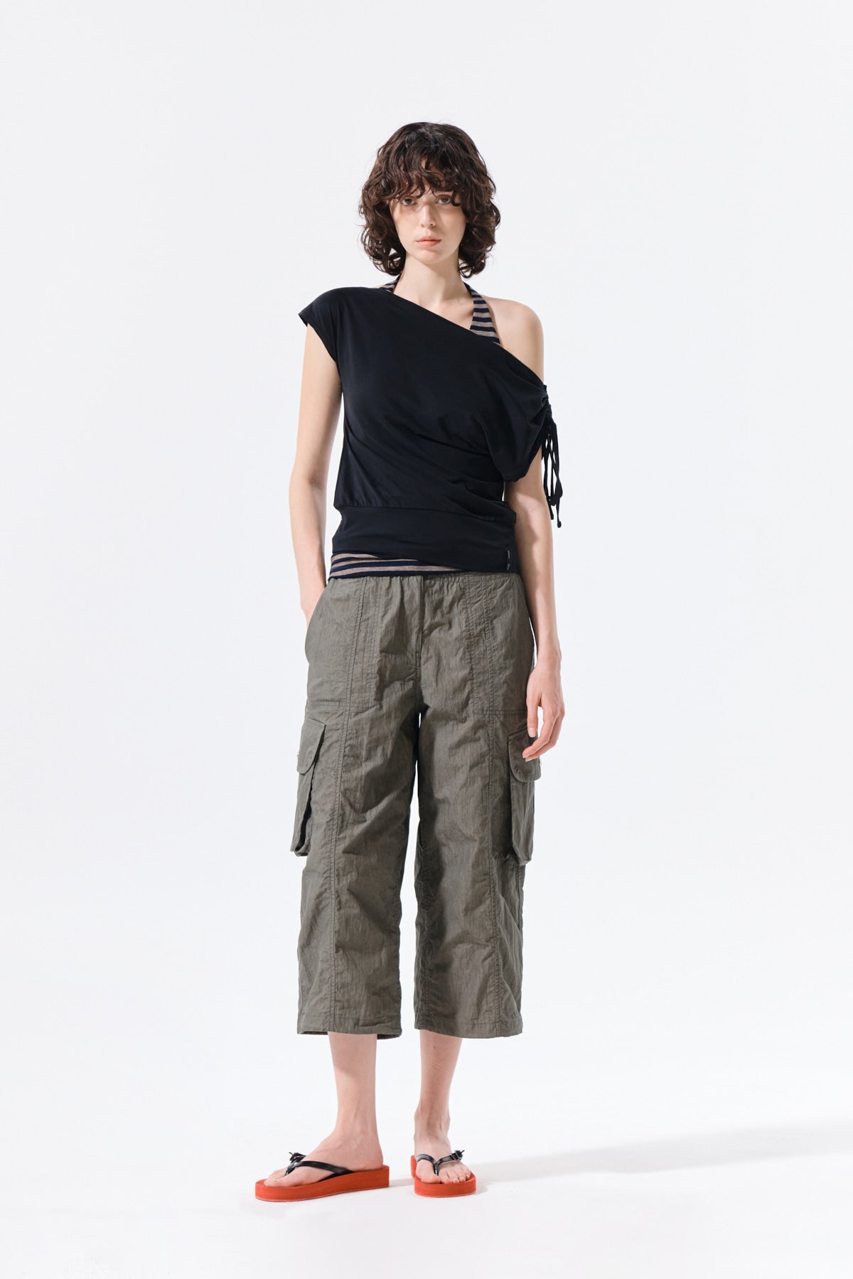 Matin Kim - Draped Asymmetric Sleeveless Top (Black) product image 8 | TRAB K-Fashion Australia