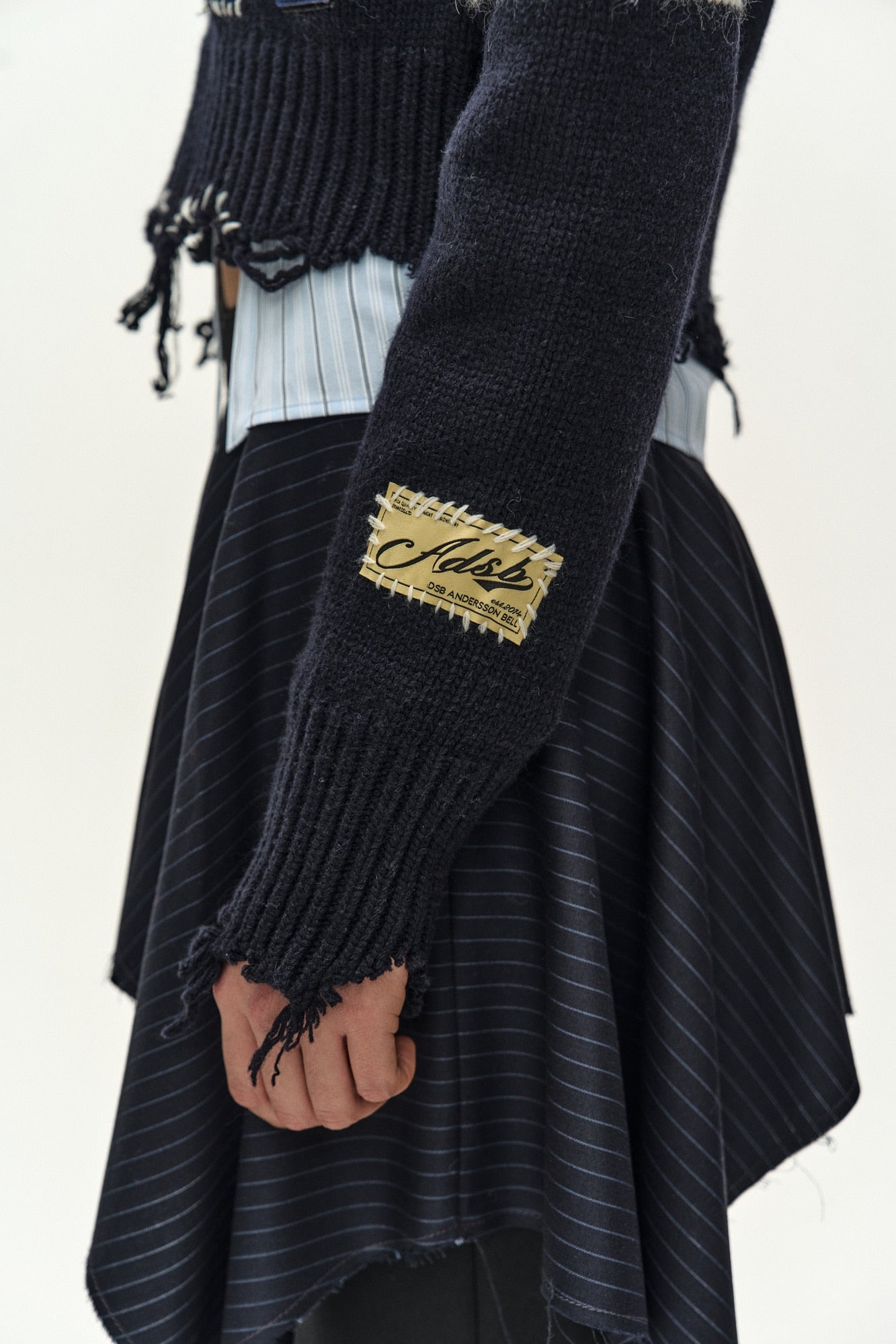 Andersson Bell - (essential) Distressed Varsity Patch Sweater (dark Navy) (Dark Navy) product image 8 | TRAB K-Fashion Australia