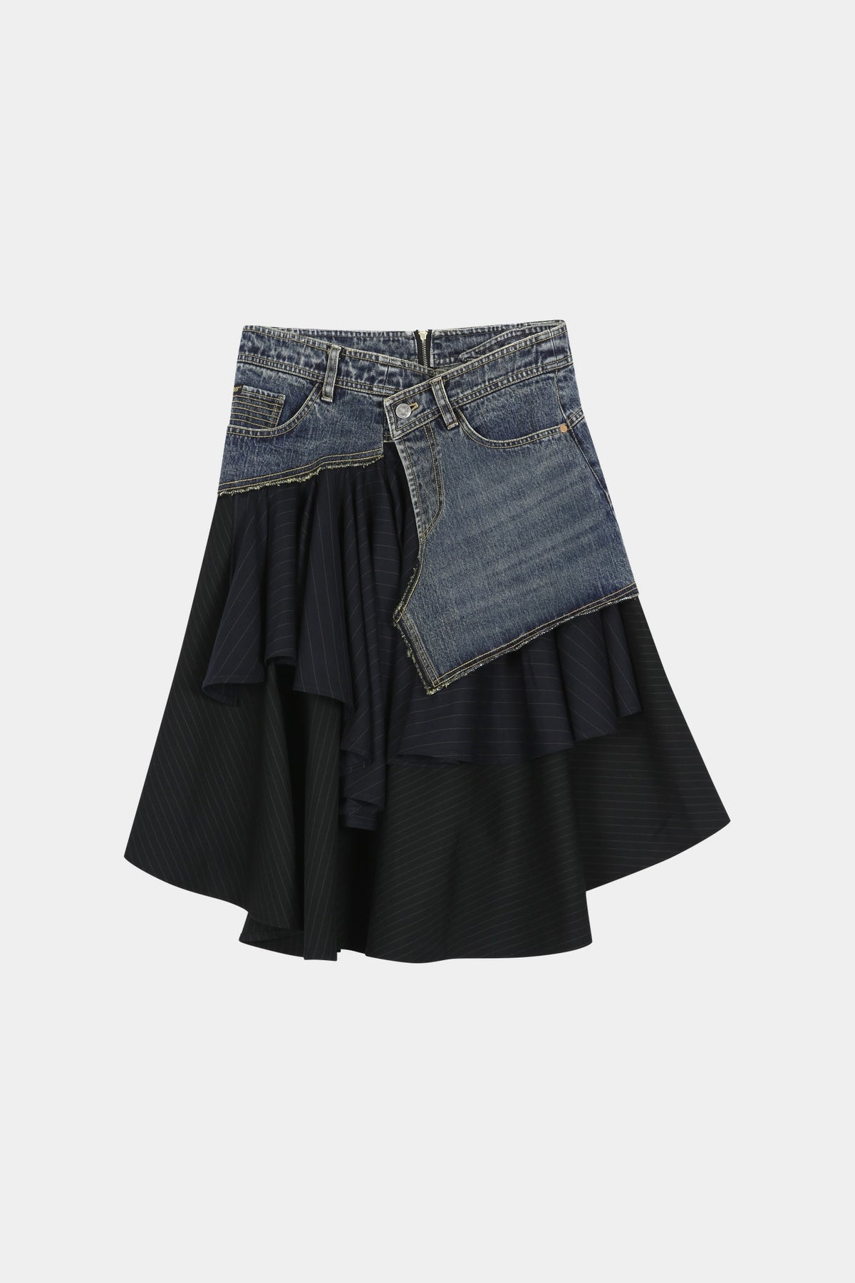 Andersson Bell - Reworked Denim Wrap Flare Skirt (Blue) product image 9 | TRAB K-Fashion Australia