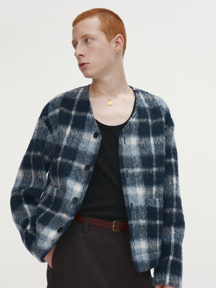 Tonywack - Checked Wool Mohair Blouson (Italian Fabric) (Blue) product image 5 | TRAB K-Fashion Australia