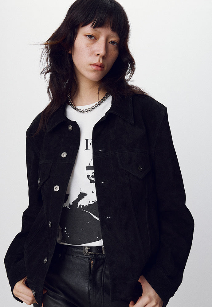 Tonywack - Suede Cropped Trucker (Black) product image 1 | TRAB K-Fashion Australia