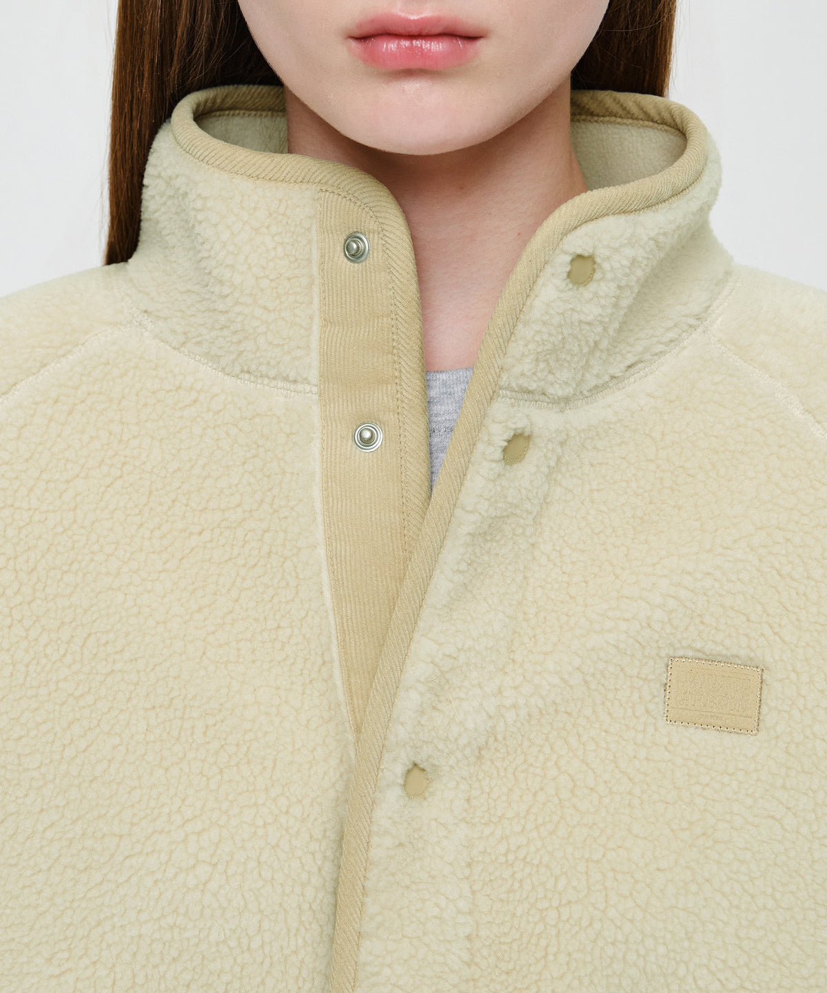 Marithe & Francois Girbaud - High Neck Fleece Jacket (Ivory) product image 3 | TRAB K-Fashion Australia