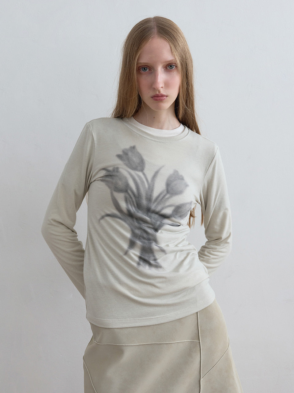 Kijun - Romantic Jersey Top Sage product image 3 | TRAB K-Fashion Australia