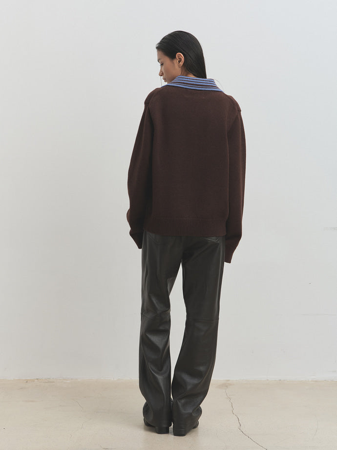 Tonywack - Contrast Collar Full-Zip Blouson (Brown) product image 4 | TRAB K-Fashion Australia