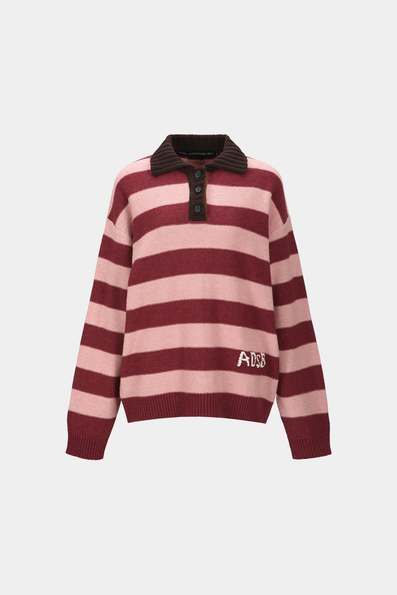 Andersson Bell - Loose-Fit Stripe Collar Sweater (Pink/Red Wine) product image 6 | TRAB K-Fashion Australia