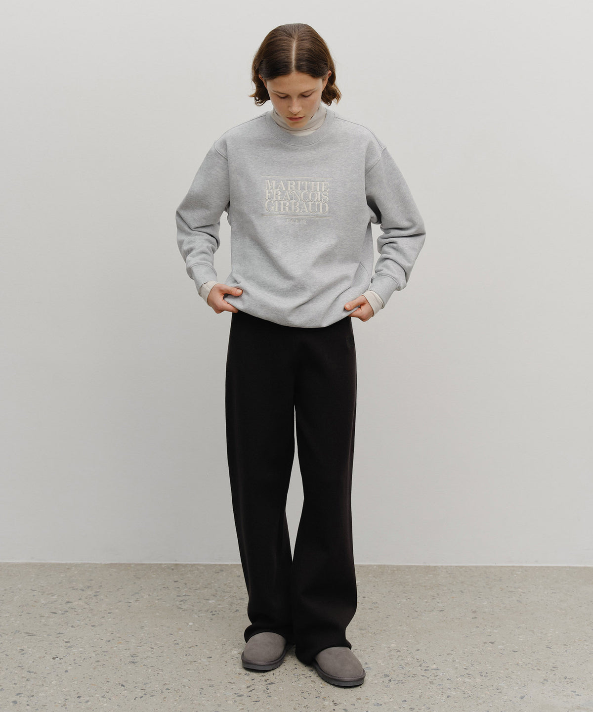 Marithe & Francois Girbaud - Classic Logo Embroidery Sweatshirt (brushed) (Heather Gray) product image 5 | TRAB K-Fashion Australia