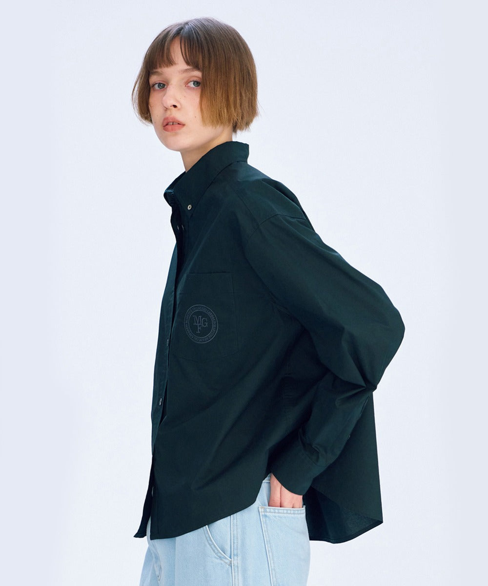 Marithe & Francois Girbaud - Overfit Emblem Crop Shirt (Charcoal) product image 1 | TRAB K-Fashion Australia