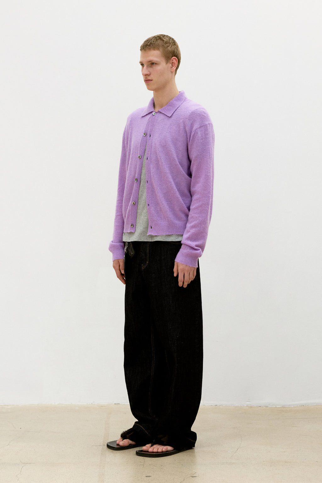 Coor - Hairy Alpaca Blend Collar Cardigan (Light Purple) product image 3 | TRAB K-Fashion Australia